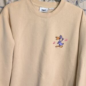 Obey Tan Sweatshirt with Embroidered Duck